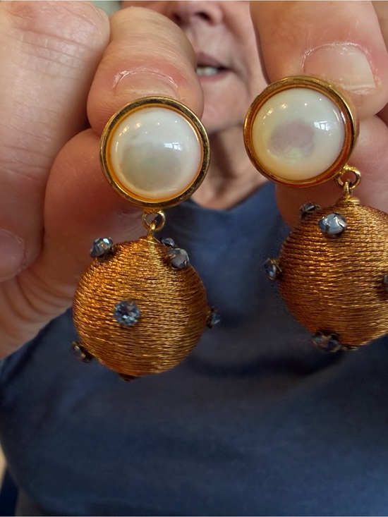Lizzie Fortunato Jewelry - Lizzie Fortunato Gold-Tone Pearl & Wrapped Thread Drop Earrings - White and Gold